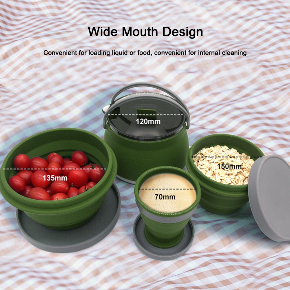 Silicone Folding Kettle, Camping Boiling Water Pot, Leak Proof Tea Coffee Cup and Mug, Heat Resistant Tableware for Outdoor