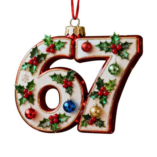 67 Christmas Ornament 2D Flat Funny Six Seven Meme Christmas Decoration Gifts for Teens Adults Humor Lovers