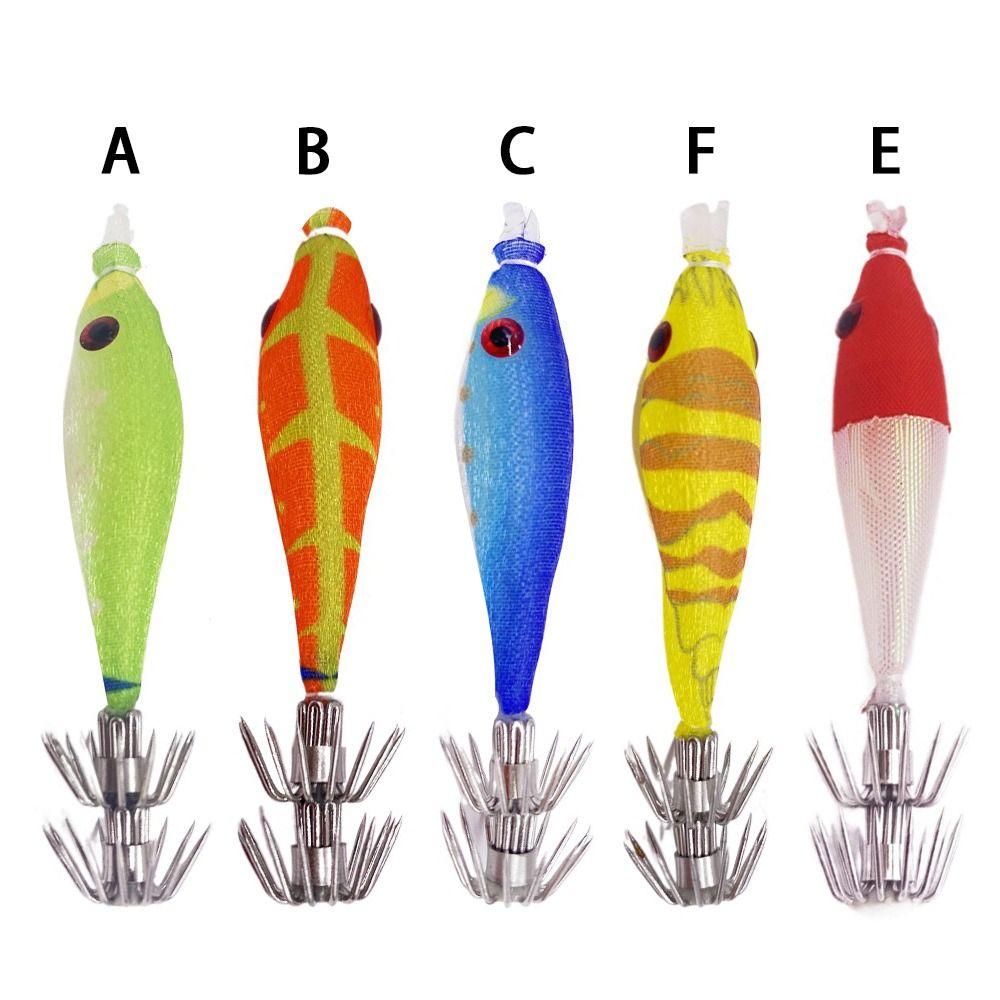 Simulation Jigs Luminous Lead Sinker Wood Shrimp Lures Octopus Bait Weave Squid Hook Fishing Tackle