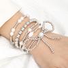 Bow Bracelet for Women Stackable Gold Bowknot Ribbon Beaded Bracelet Sets