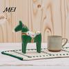 Eco Friendly Painted Wood Horse Hand Dala Trojan Figurine, Solid Vintage Scandinavian Ornament Statue, Rustic Decorative Tabletop for Home Farmhouse