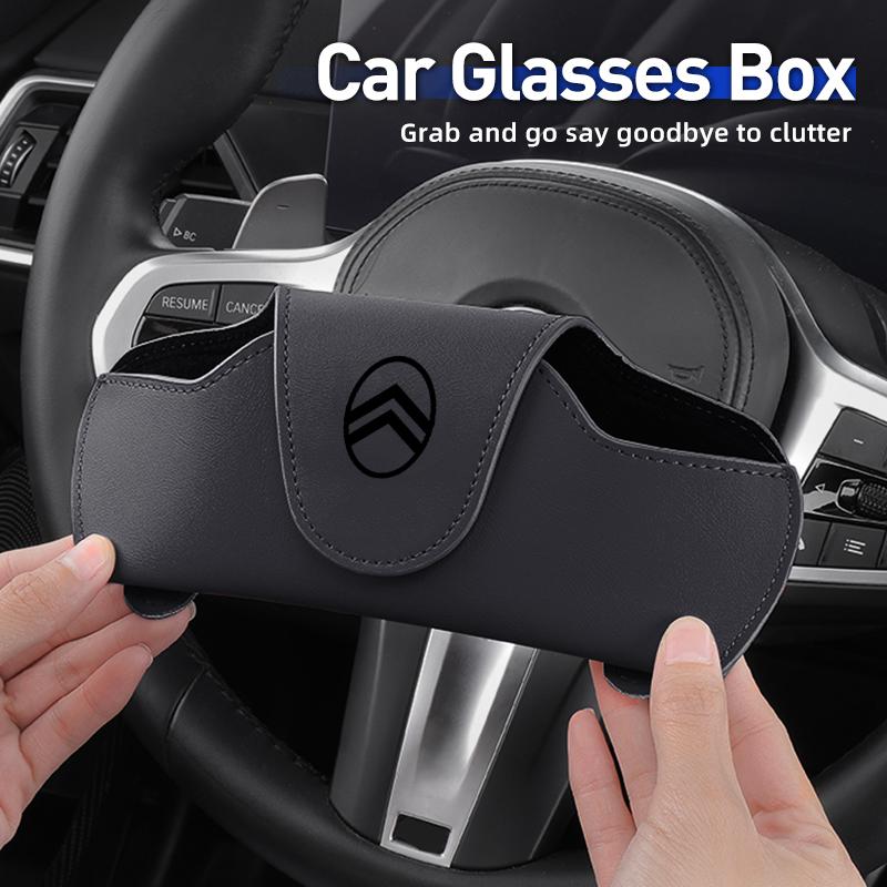 Leather Car Glasses Box Sunglasses Storage Holder For Citroen C4 C3 C1 C2 Berlingo Celysee Cactus Picasso Aircross Saxo Grand