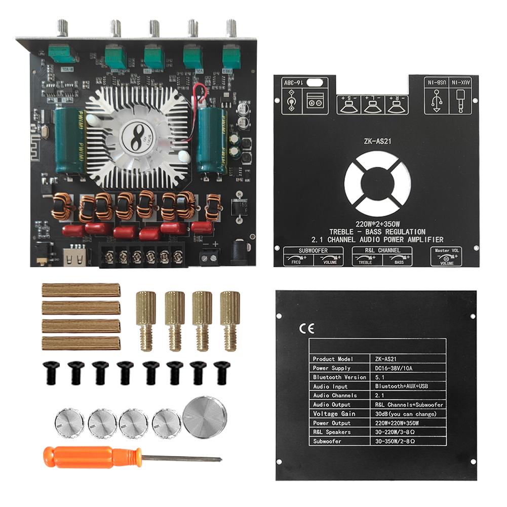 ZKAS21 Compact 2.1Channel TPA3255 BT Digital Power Amplifier Board Module High And Low Tone