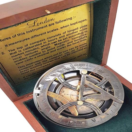 Brass Nautical  5 inches Large Sundial Compass in Rosewood Case Top Grade Calibrated  Gift