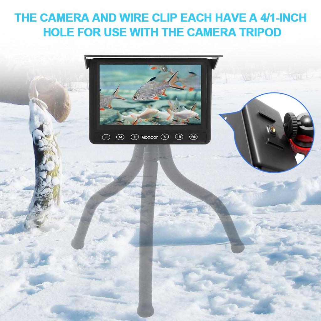 Underwater Video Fishing Camera MOQCQGR with Infrared light,480P Winter Fishing Camera,15m Fish Finder,5000mAh Battery