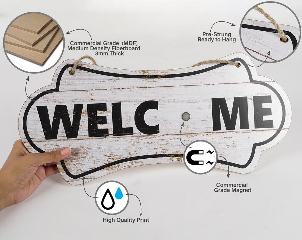 Inkdotpot Welcome Sign Front Door Decorations Hanging Rustic Wood Seasonal Holiday Ornaments Housewarming GiftWall Hanging 18" Inches