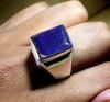Lapis Lazuli Gemstone Rectangle Handmade Ring, Mens Ring, Statement Ring, 925 Sterling Silver Ring
