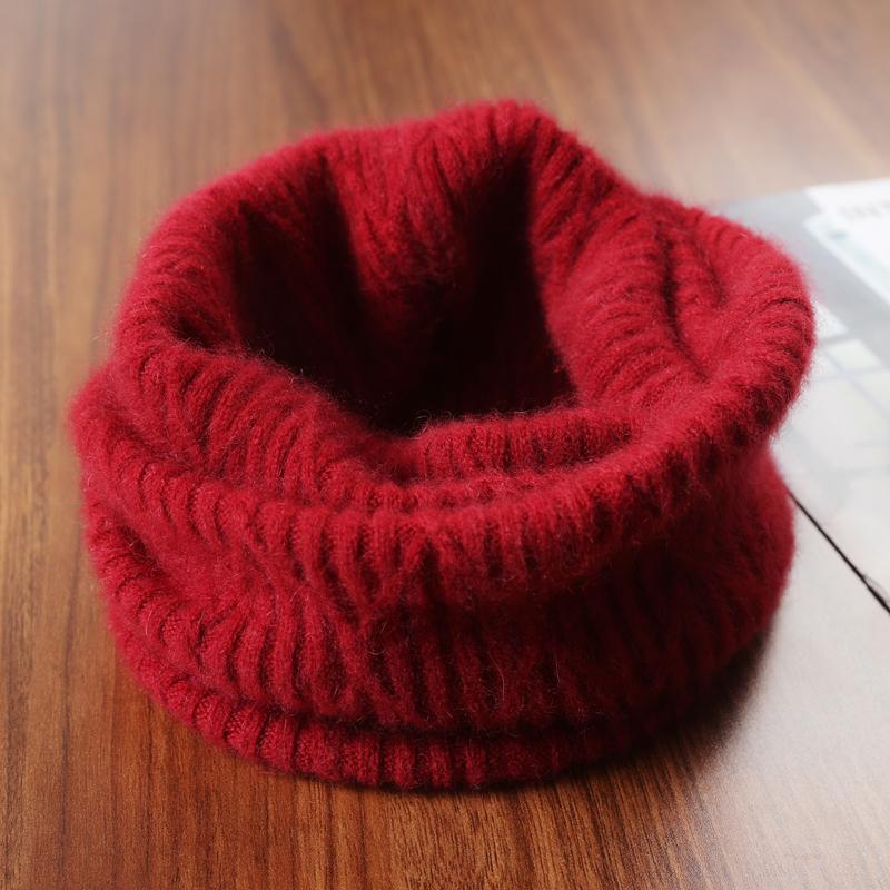 100% Wool Knitted Turtleneck Scarf Winter Autumn Warm Soft Ring Scarves Pattern Neck Warmer Fashion Snood Headband Female Fake