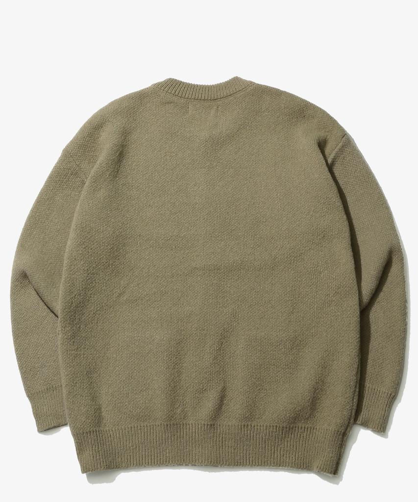GOLDEN SUNSHINE Wool Round Neck Knit Cardigan_Green