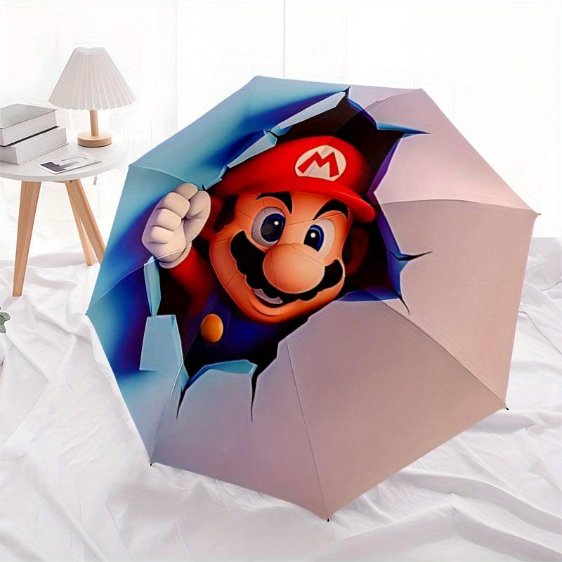 1 шт. Автоматический складной зонт Mario Breakthrough, прочный железный каркас, компактный дорожный зонт - Идеальный подарок для женщин, мужчин a0829112
