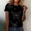 Women's Clothing T-shirt Crew Neck Fashion Short Sleeve Summer Casual Top 3D Butterfly Print Loose Breathable Women's T-shirt