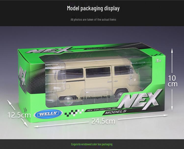 Volkswagen 1972 T2 Автобус Фургон 1:24 Модель из сплава Игрушка
