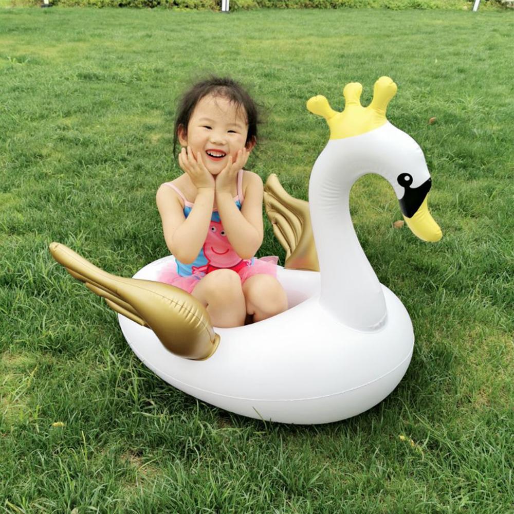 Inflatable Float Baby Swimming Circle White/Black Swan Swim Circle Water Fun Toys Children Holiday Water Sport Beach Party Toys