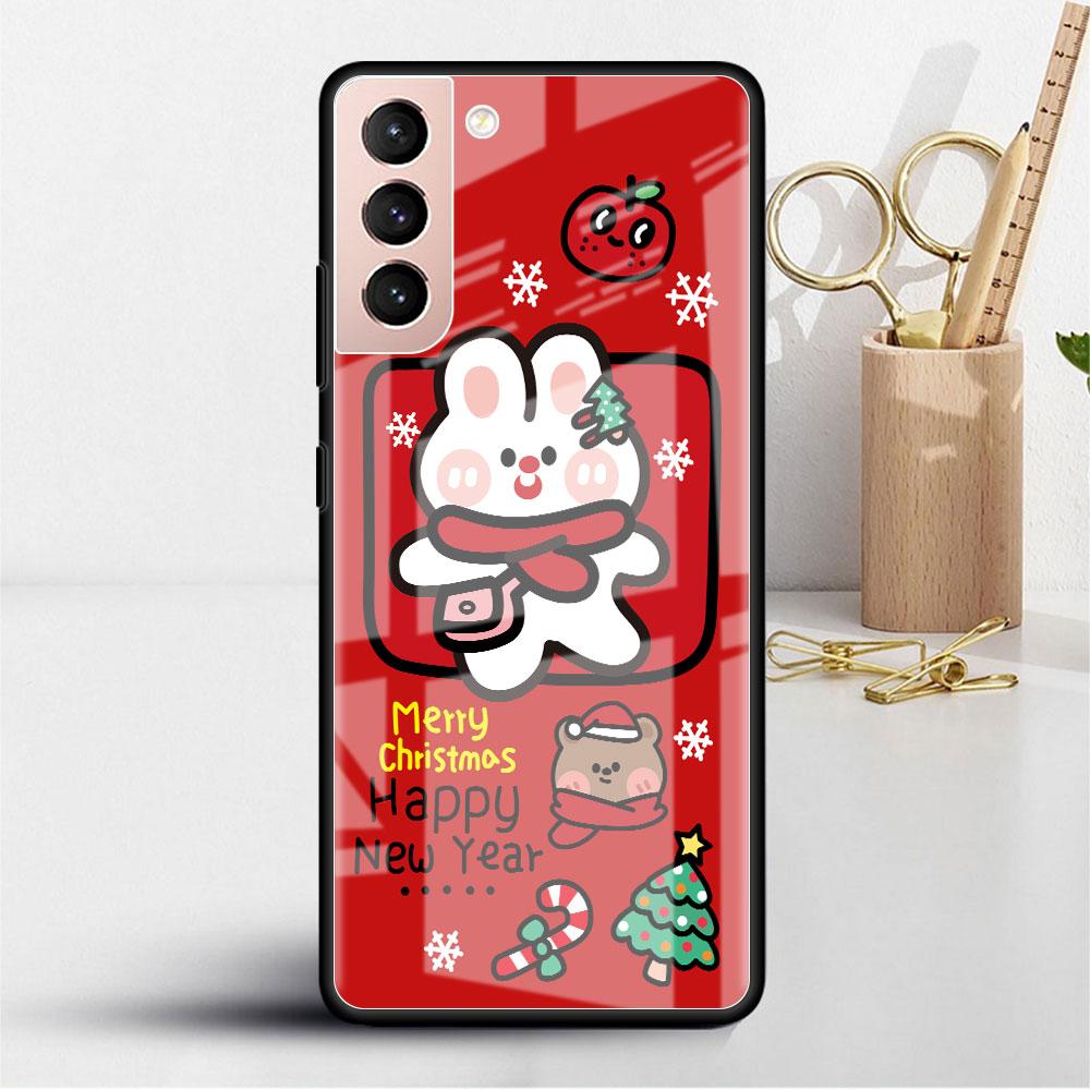 Рождественский мультяшный снеговик стеклянный чехол для Samsung Galaxy S22 S20 FE S21 Plus чехол для телефона S10 5G S9 Note 20 Ultra 10 Lite оболочка