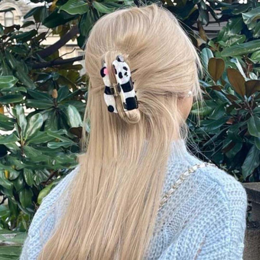 Mid Size Panda Hair Claw Cartoon Acetate Hair Clip Cute Animal Shark Clip  Daily