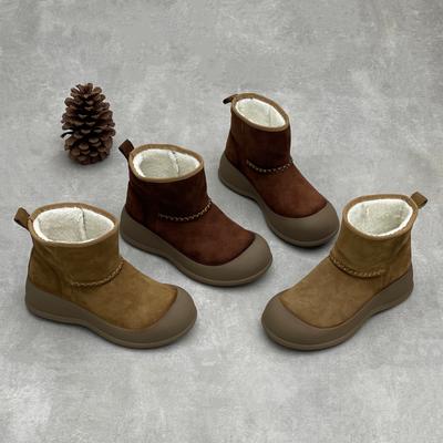 Пара обуви, Хлопковые ботинки, Флисовые ботинки, Снежные ботинки, Обувь нового стиля, Ретро ботильоны на толстой подошве, Женская обувь