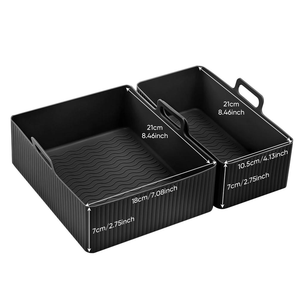 2PCS Air Fryer Silicone Tray Dish Rectangular Reusable Silicone Liners Basket Baking Pan Oven Pot Plate Air Fryer Accessories