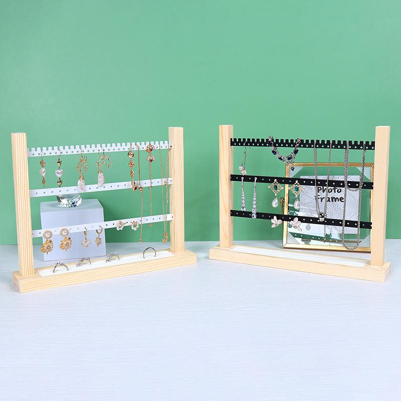 Подставка для ювелирных изделий, органайзер для сережек, подвесок, браслетов, держатель для ювелирных изделий с деревянной основой, стойка для хранения сережек