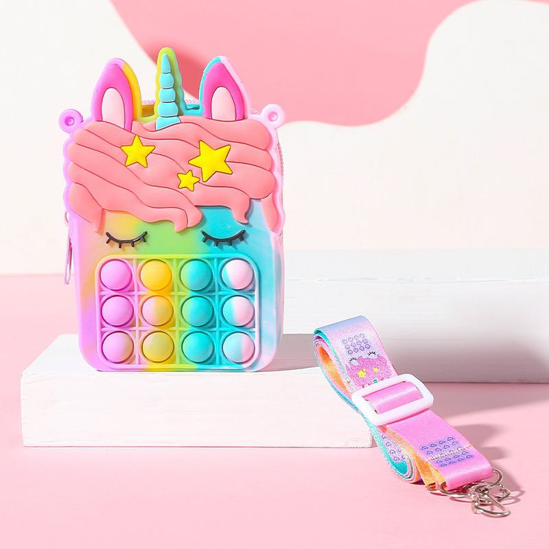 Kids' Unicorn Coin Purse & Backpack Set with Puzzle Bubble Decompression Toy