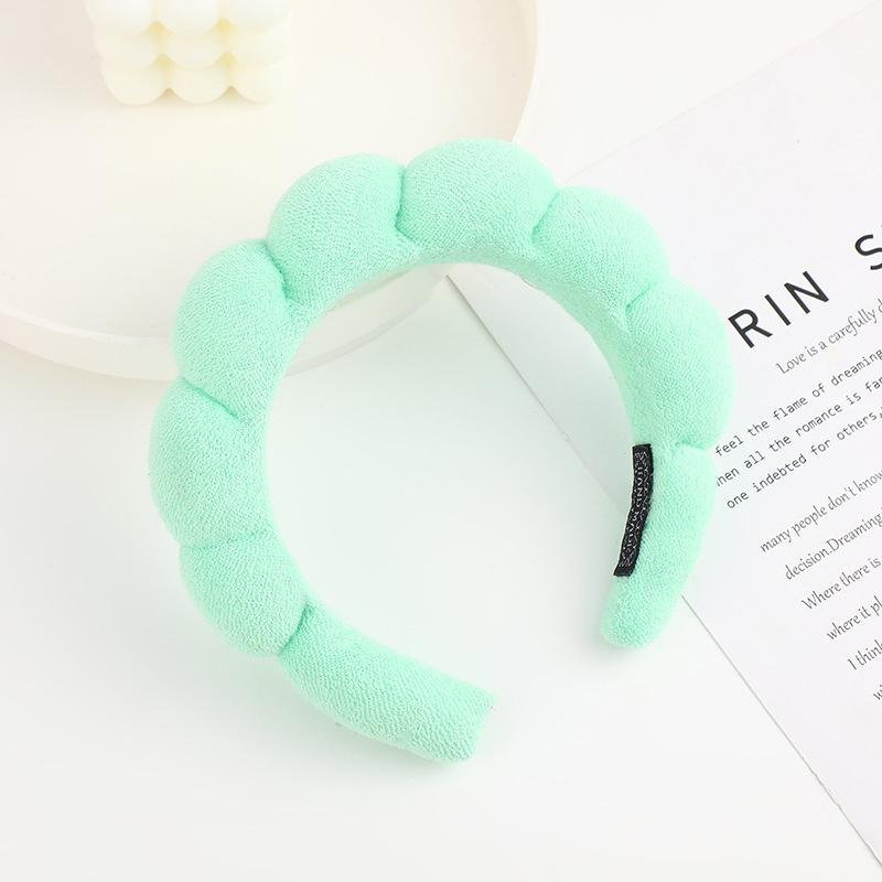 Однотонная headband с облачным губчатым наконечником, моющая резинка для волос, пушистая headband для мытья лица, макияжа, душа, ухода за кожей, повязка на голову