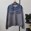 Джинсовый вязаный кардиган с молнией, осень-зима, новый свободный повседневный дизайн, свитер-куртка женская