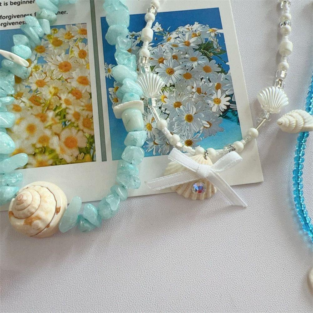 Ожерелье из ракушек с морского пляжа в богемном стиле, цепочка-чокер с богемными бусинами, лето