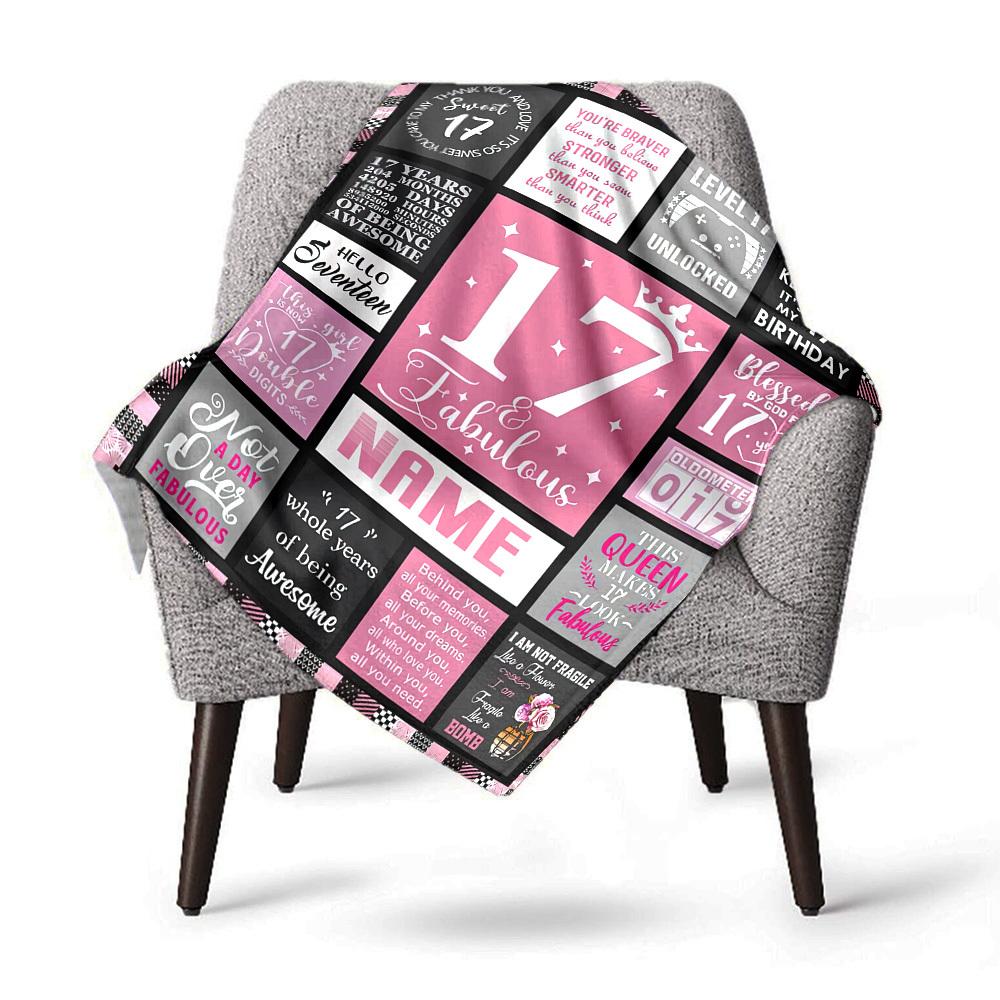 Sweet 17Th Birthday Home Customize Your Name Blankets Comfortable Soft Lightweight Allseason Multipurpose Blanket For Picnics Sofas Offices Beds