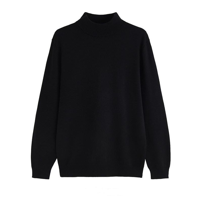 Men's Loose Fit Half Turtleneck Sweater: Korean Style, Solid Color, Knit, Long Sleeve, Autumn/Winter Top.