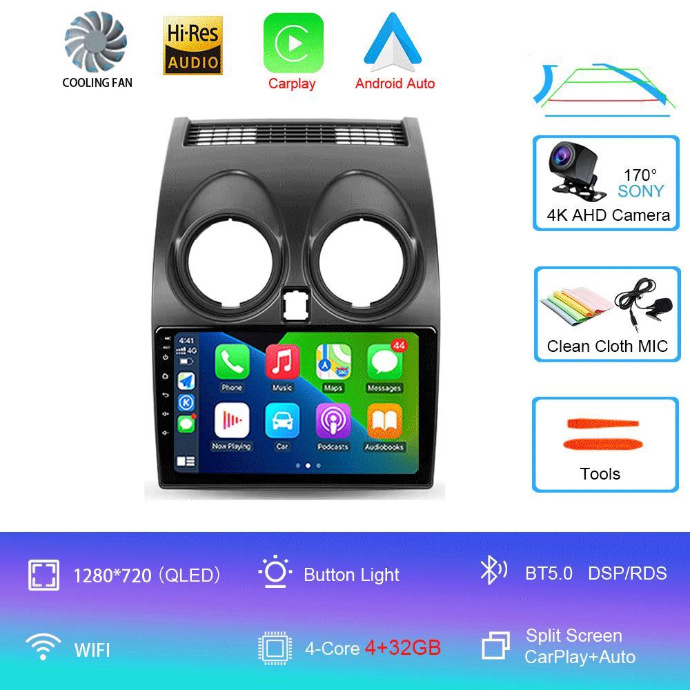 Автомобильный радиоприемник 4G Carplay DSP RDS 2din Android 14 мультимедийный видеоплеер для Nissan Qashqai 1 J10 2006-2013 навигация GPS WIFI DSP
