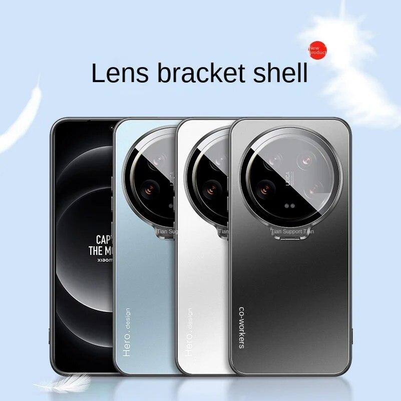 For Xiaomi 14 Ultra 14ultra Metal Lens Camera Holder Cover For Xiaomi Mi14ultra 14 Pro 13T 13 T Slim Shockproof Matte Protection Kickstand Phone Case