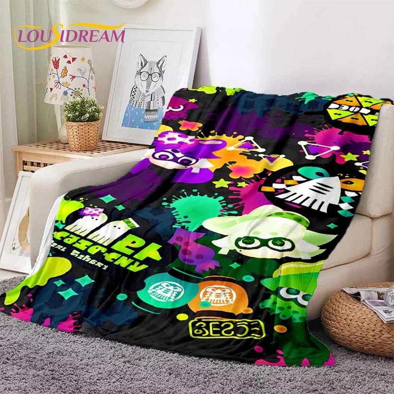 Splatoon3 PC Игрок Мультяшная Игра Мягкие Одеяла, Теплое Плед-Покрывало Уютное Одеяло для Пикника Кроватей Дивана Дома Спальни Подарок