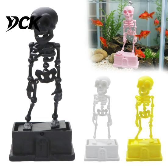 Dynamic Fish Tank Ornament Dancing Skeleton Aquarium Bubbler, Air Driven Ornament, Funny Bubbler Resin Landscaping with 1m Tube And Suction