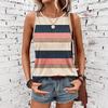 Женская майка без рукавов с 3D-принтом в полоску, повседневный элегантный жилет с круглым вырезом и открытыми плечами, Y2K майка без рукавов, женская одежда