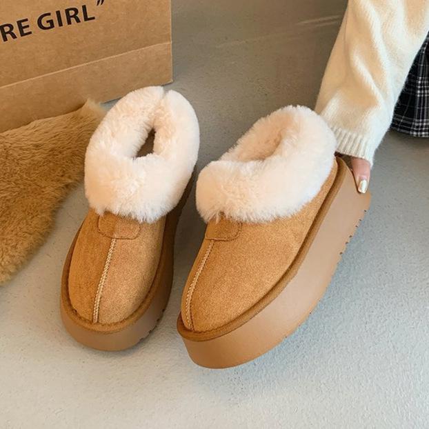 Женские зимние ботинки Plus 2025 Plus Velvet Thickened Slip-On - Толстая подошва с мехом