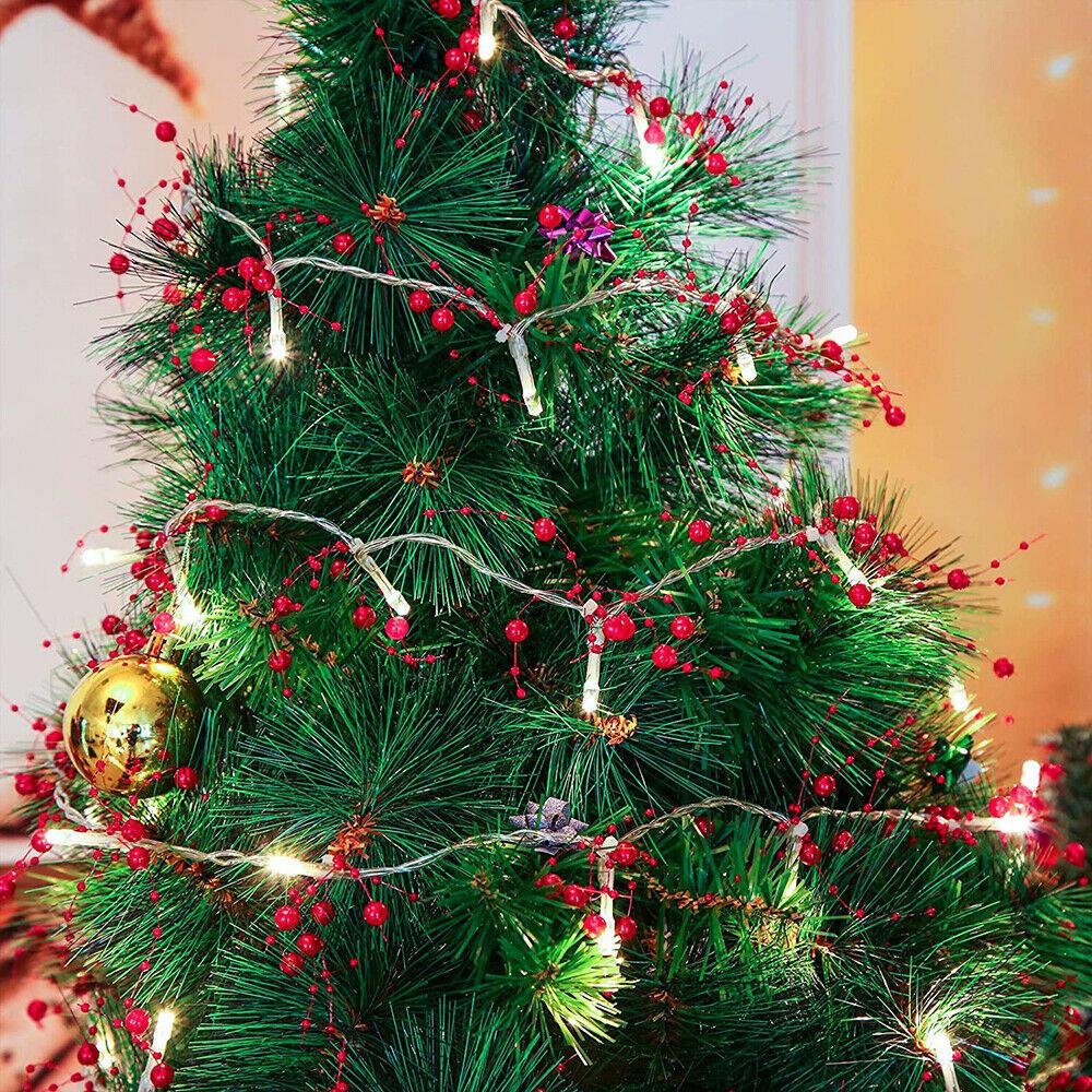 4M 40 светодиодных жемчужных гирлянд для праздничного украшения, рождественские светодиодные сказочные гирлянды, красные бусины, гирлянда, вечеринка, рождественская елка, домашний декор