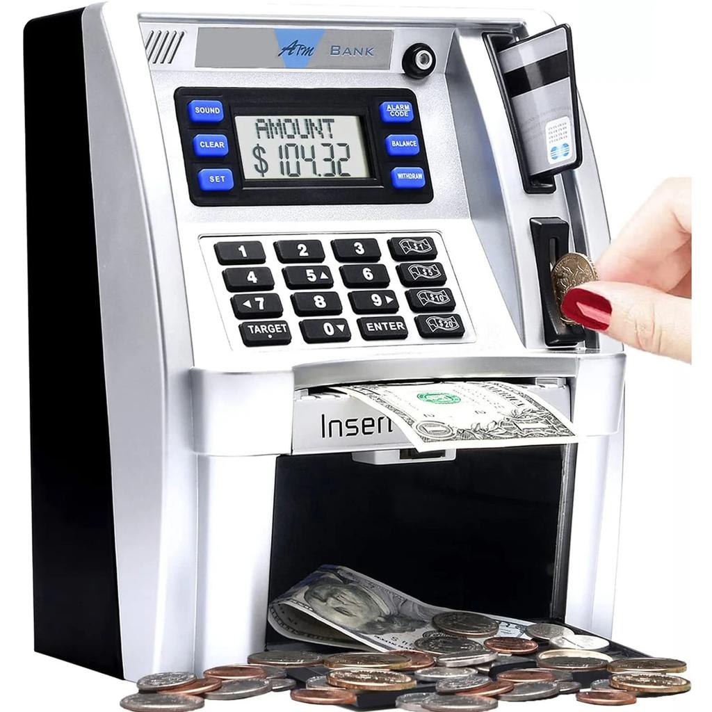 Electronic Piggy Bank ATM Cash Coins Saving Box Password Money Box ATM Bank Safe Box Automatic Deposit Banknote Kids Gift
