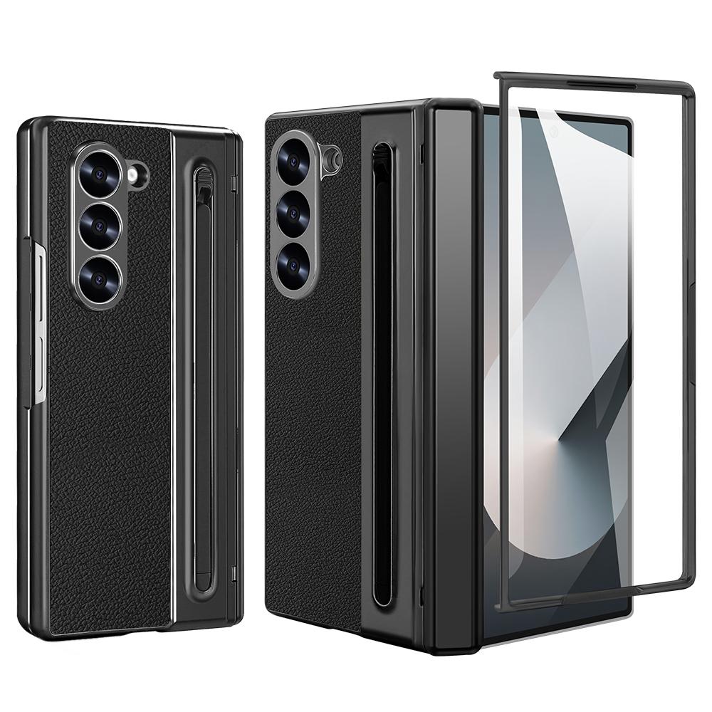 Suitable for Galaxy Z Fold 7/6/5/4 Phone Case WIth Touch Pen&Pen Slot, Full Protector Magnetic Hinge Cover with Glass Film