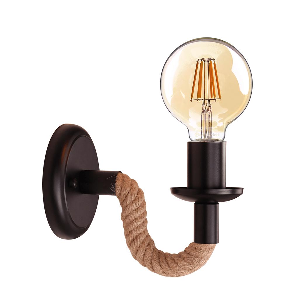Винтажные настенные бра для фермерского дома, освещение, деревенский промышленный настенный светильник, настенные светильники из пеньковой веревки для дома, бара, крыльца