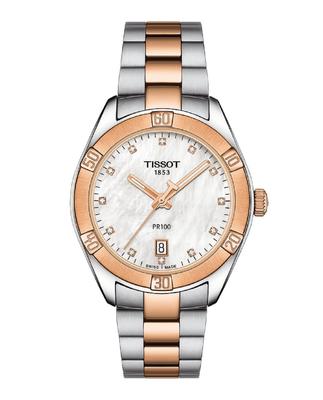 Женские часы Tissot PR 100 Sport Chic с циферблатом из белого перламутра и браслетом (T1019102211600) [Официальный импорт]