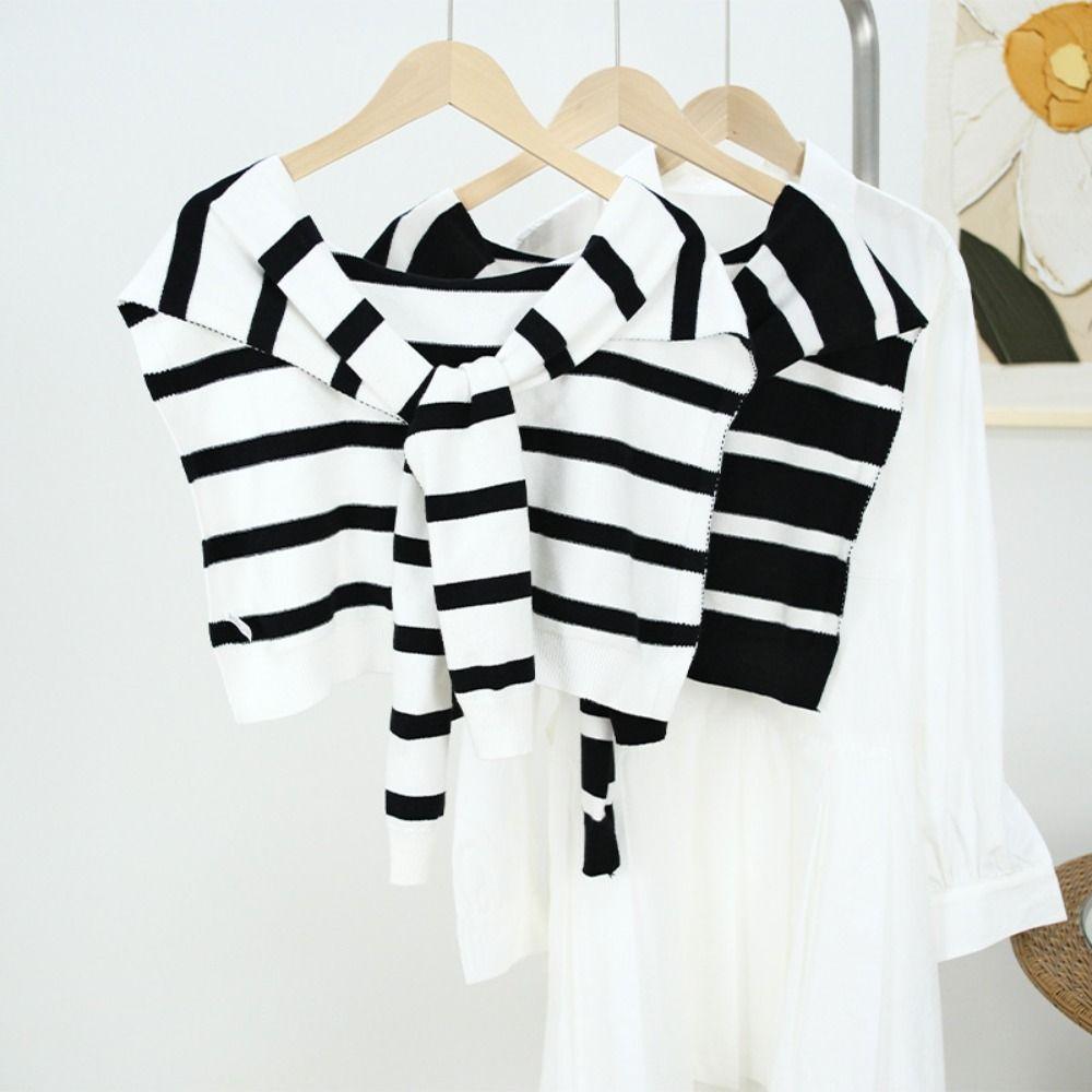 Wraps Stripe Scarf Cloak Fake Collar Wraps Simple Knitted Shawl Blouse