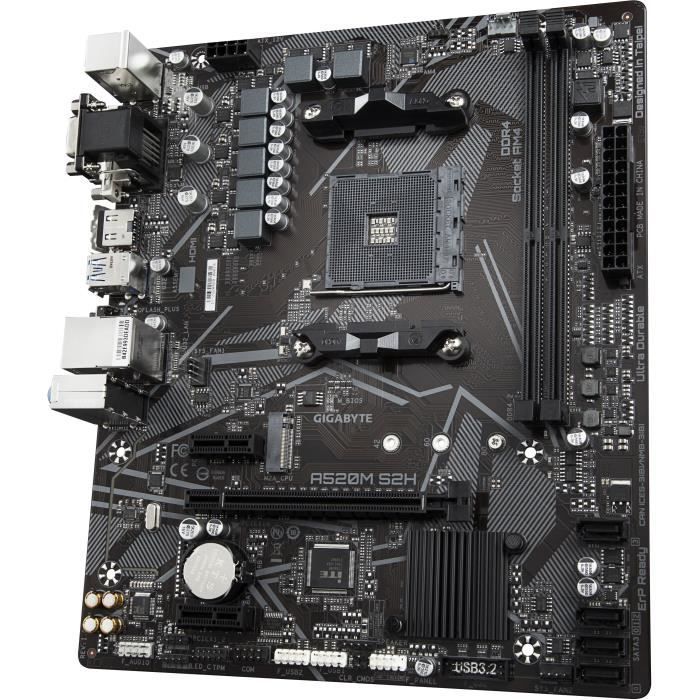 Carte mère - GIGABYTE - A520M S2H - Micro ATX - Socket AM4 - DDR4 jusqu'à 64 Go