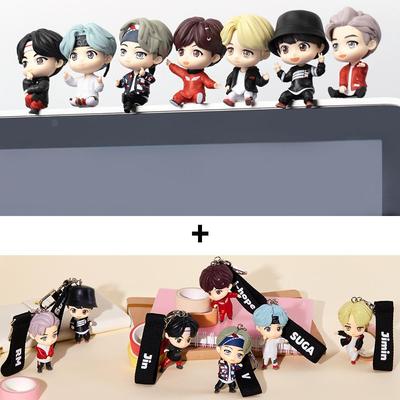 (Бантан мальчики) «KeyRing + Monitor Figure SET», TinyTan, официальный, оригинальный, аутентичный, армейский, фигурка айдола, KPOP