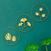 Ginkgo Leaf Wall Hanging Decor Metal Frame Ornament Iron Gold Palm Maple Leaf Wall Pendant for Background Living Room Home Decor