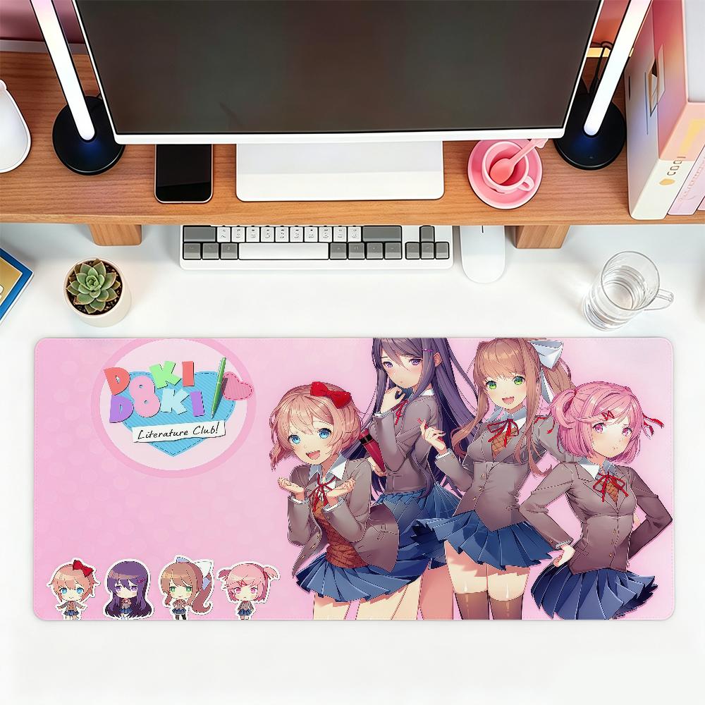 Игровой коврик для мыши DDLC с милой девушкой для офиса, игр и клавиатур, нескользящий, большой, водонепроницаемый