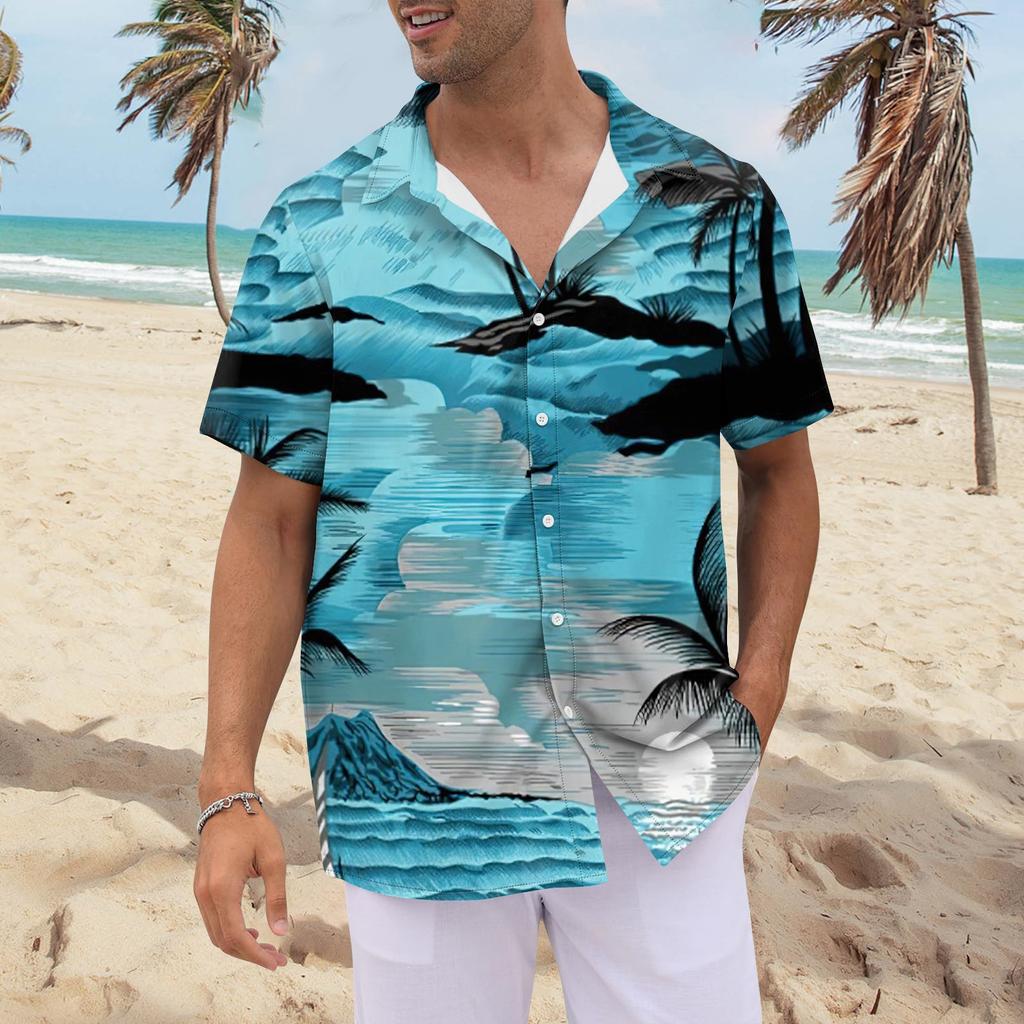 Рубашка для мужчин, мужские винтажные рубашки для боулинга на пуговицах, летняя пляжная рубашка с коротким рукавом