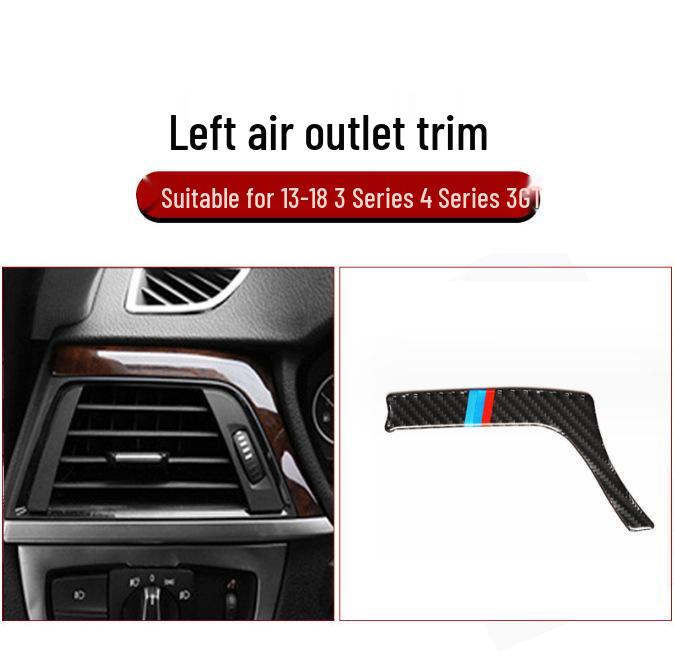 Модификация интерьера BMW 3 серии 320Li из углеродного волокна для F30: Декоративные накладки на панель КПП и воздуховоды центральной консоли.