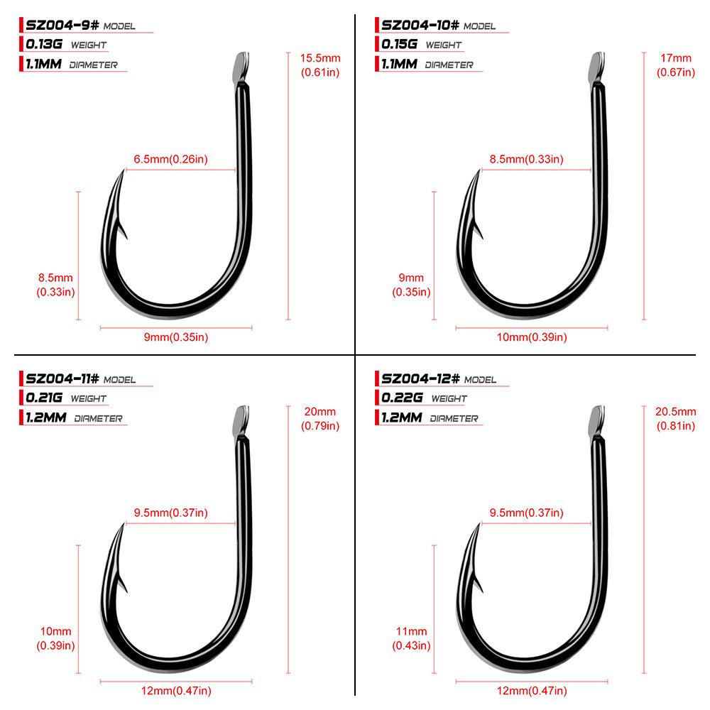 Proberos Soft Insect Hook with Barb Fish Hook Bulk Single Hook 200pcs