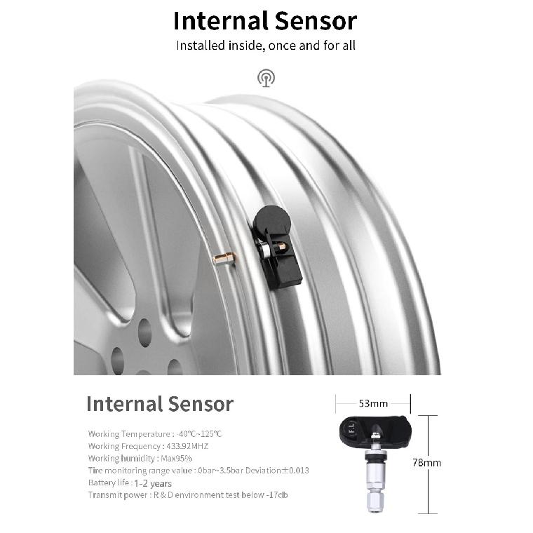 Jansite Car TPMS Cigarette Lighter Tire Pressure Monitoring System Sensors Auto Security Tpsm Sensor Adjustable Display Angle