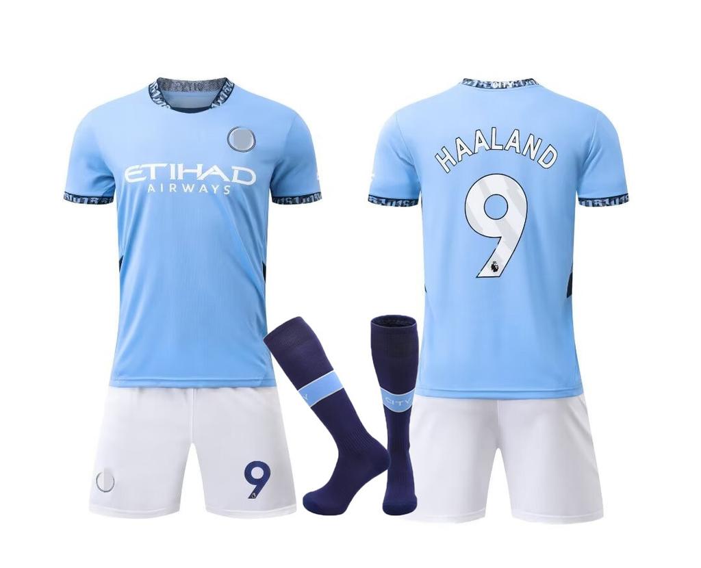 24-25 Man C Home No. 9 Club Football Suit Set Children'S Adult Jersey Size 14-3Xl