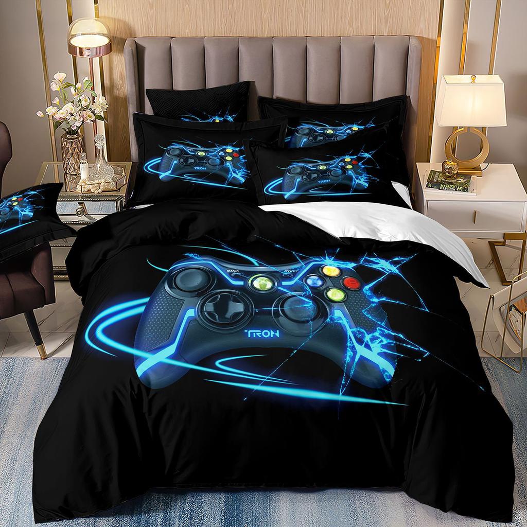 3D Gamepad Bedding Set Microfiber Quilt Cover Three-Piece Set